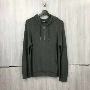 The Kooples Men's Gray 100% Cotton Knit‎ 1/4-Zip Hoodie Sweater